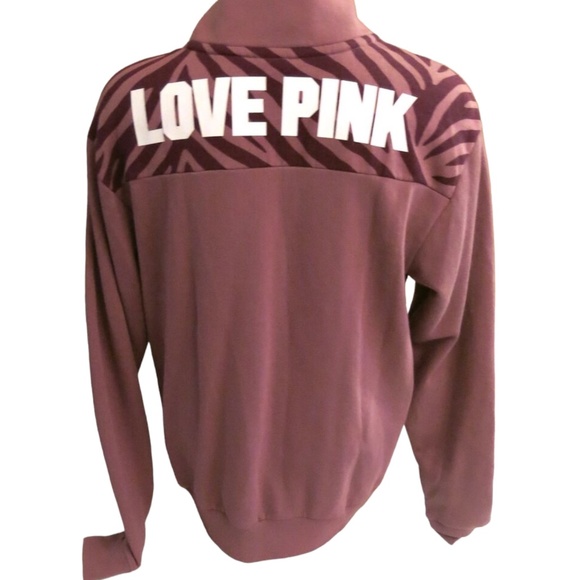 Victoria's Secret PINK Dark Purple w/ Zebra Stripes Perfect Quarter Zip S - Picture 1 of 2